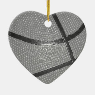 Black & White Basketball Ceramic Tree Decoration