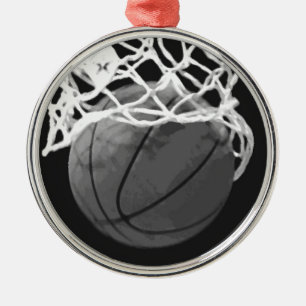 Black & White Basketball Christmas Ornaments