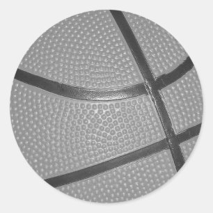 Black & White Basketball Classic Round Sticker