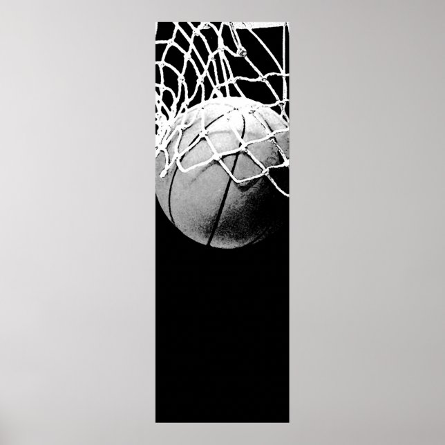 Black White Basketball Door Poster (Front)