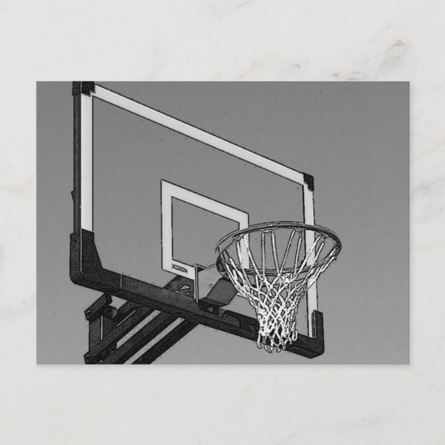 Black & White Basketball Hoop Postcard (Front)