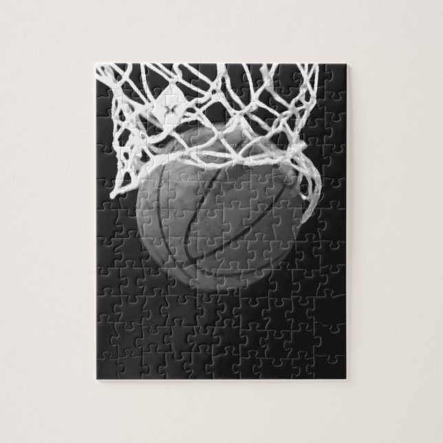 Black & White Basketball Jigsaw Puzzle (Vertical)