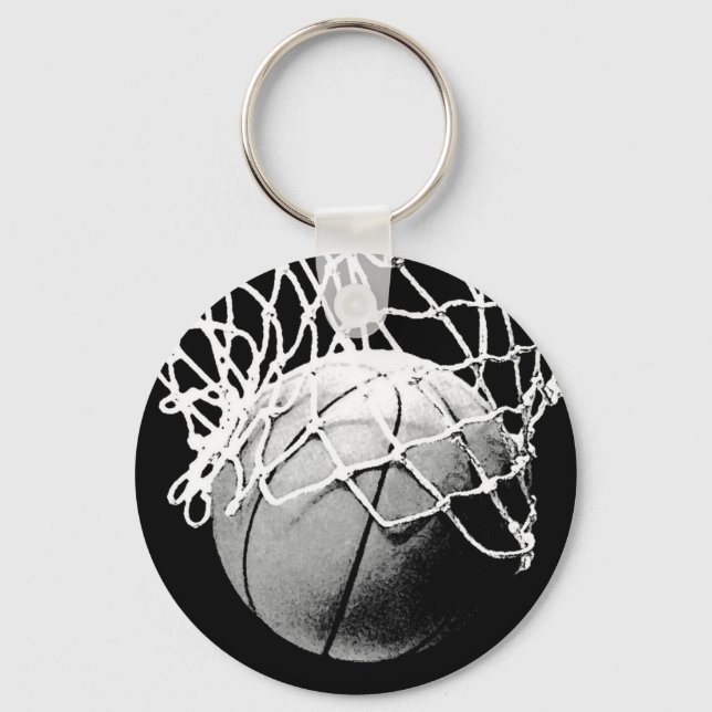Black & White Basketball Key Ring (Front)