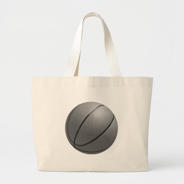 Black & White Basketball Large Tote Bag (Front)