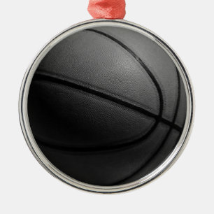Black & White Basketball Metal Ornament