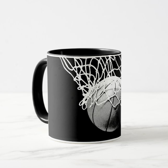 Black & White Basketball Mug (Front Left)