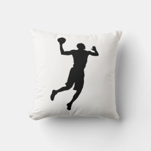 Black White Basketball Player Silhouette Cushion