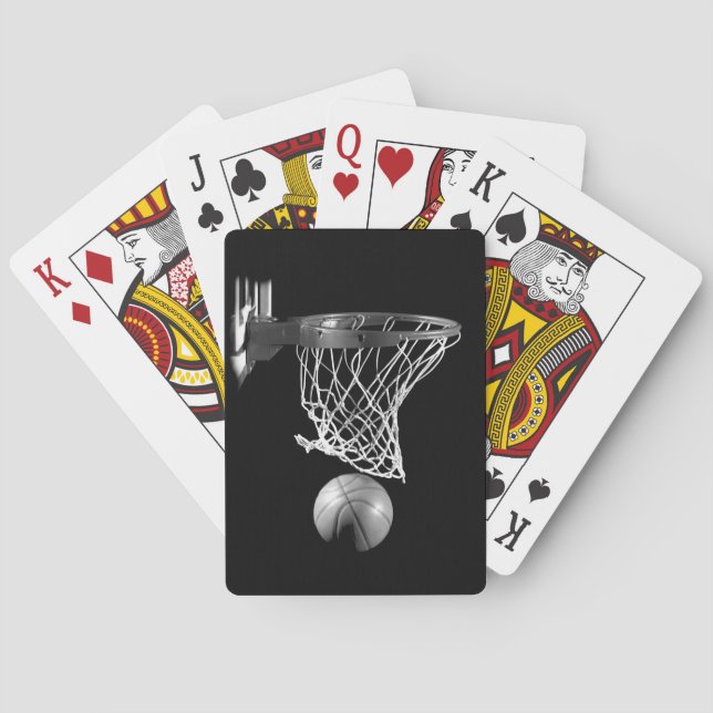 Black & White Basketball Playing Cards (Back)