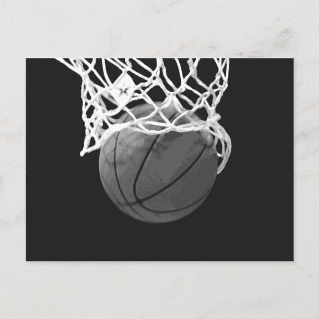 Black & White Basketball Postcard (Front)