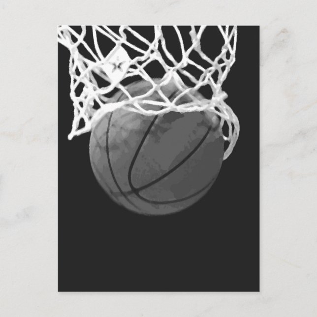 Black & White Basketball Postcard (Front)
