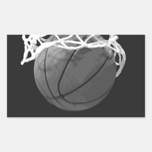 Black & White Basketball Rectangular Sticker