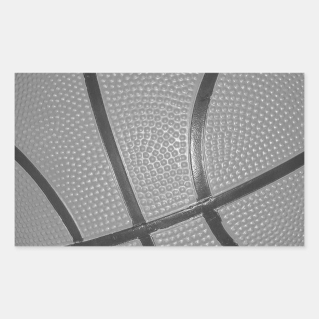 Black & White Basketball Rectangular Sticker (Front)