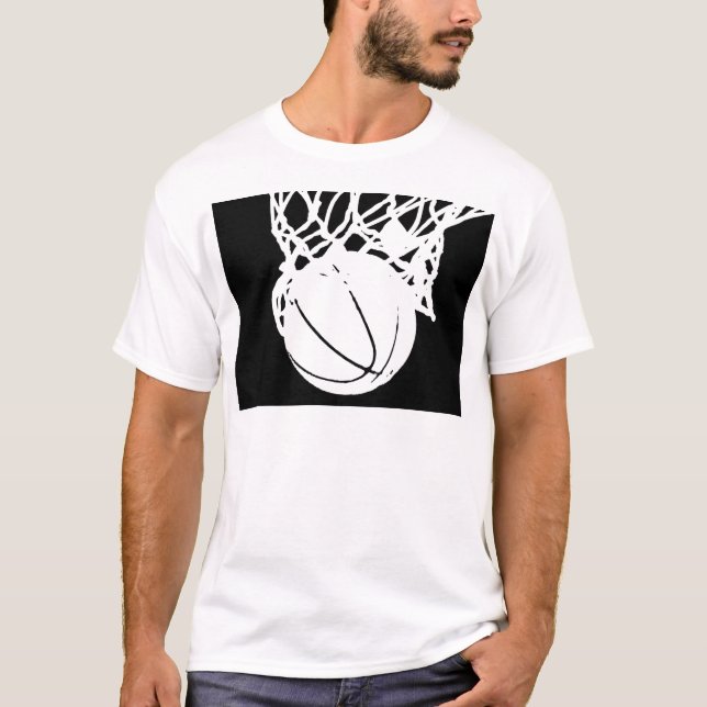 Black & White Basketball Silhouette T-Shirt (Front)