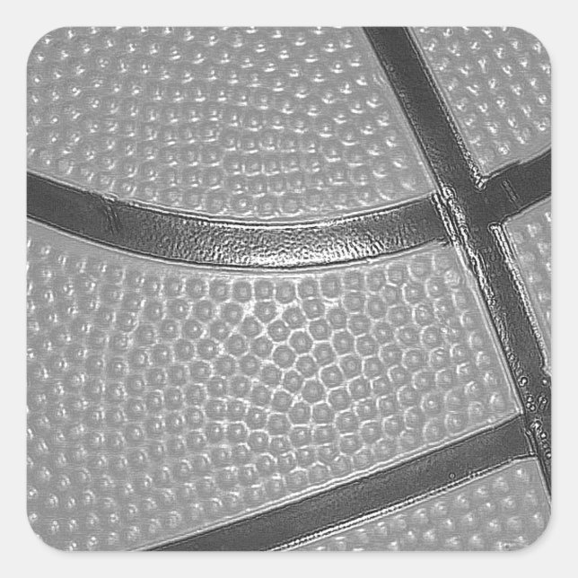 Black & White Basketball Square Sticker (Front)