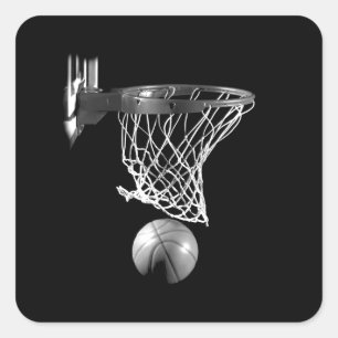 Black & White Basketball Square Sticker