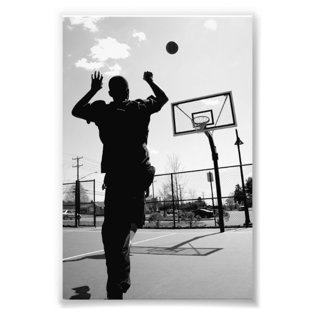 Black & White Basketball Toss Photo Print (Front)
