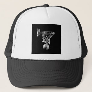 Black & White Basketball Trucker Hat