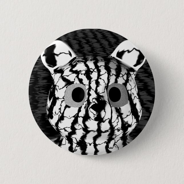 Black White Bear 6 Cm Round Badge (Front)