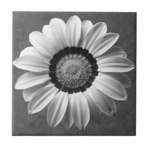 Black & white beautiful flower ceramic tile