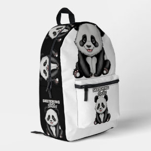 Black & White Beauty Classic Panda Art Printed Backpack