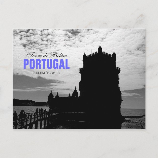 Black White Belem Tower Silhouette 2 | Torre Belem Postcard (Front)