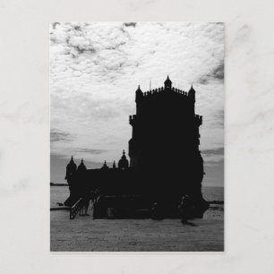 Black White Belem Tower Silhouette   Torre Belem Postcard