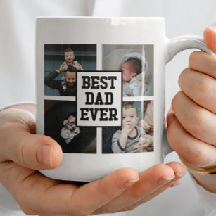 Black White Best Dad Ever Custom Photo Picture Coffee Mug