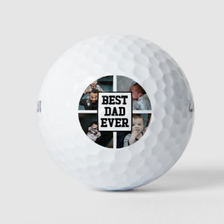 Black White Best Dad Ever Custom Photo Picture Golf Balls