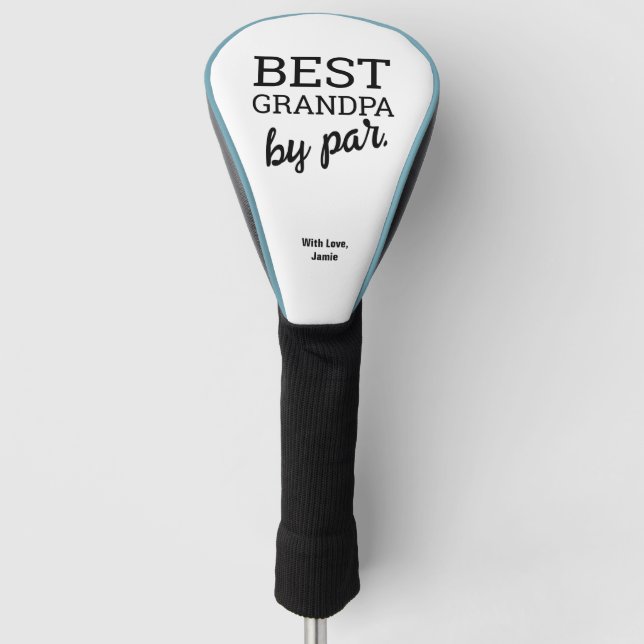 Black White Best Grandpa by par Personalized  Golf Head Cover (Front)