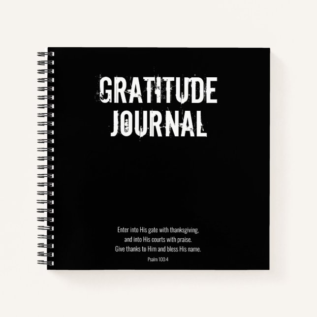 Black White Bible Verse Psalm Gratitude Journal (Front)