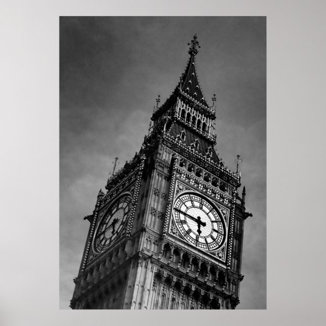 Black & White Big Ben Art Photography Poster (Front)