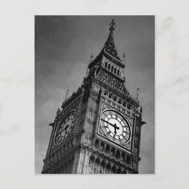 Black & White Big Ben Europe Travel Art Photograph Postcard (Front)