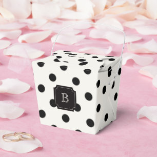 Black & White Big Polka Dots Chic Monogram Party Favour Box