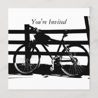 ©Black & White Bike at Sea Custom Invitation