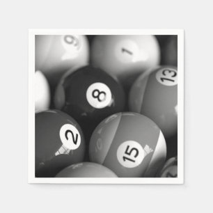 Black & White Billards Eight Ball Paper Napkin Set