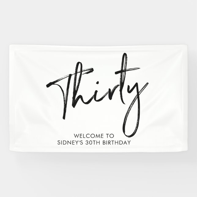 Black & White Birthday Party Welcome Banner (Horizontal)