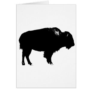 Black & White Bison Buffalo Silhouette Pop Art