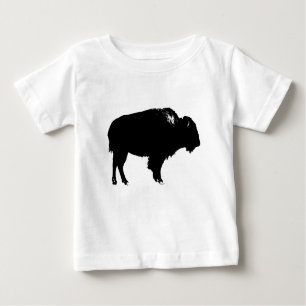 Black & White Bison Buffalo Silhouette Pop Art Baby T-Shirt