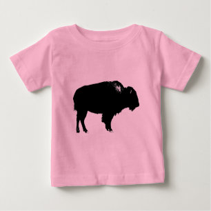 Black & White Bison Buffalo Silhouette Pop Art Baby T-Shirt