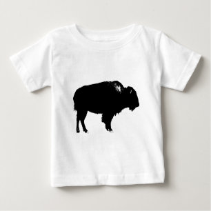 Black & White Bison Buffalo Silhouette Pop Art Baby T-Shirt