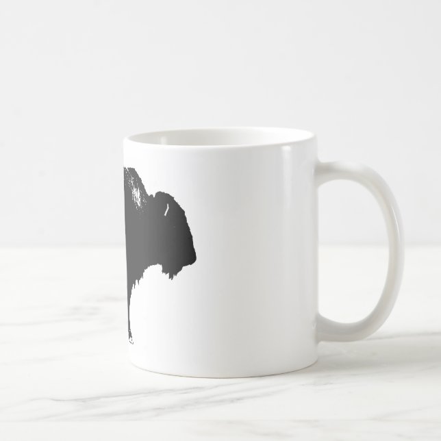 Black & White Bison Buffalo Silhouette Pop Art Coffee Mug (Right)