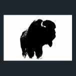 Black & White Bison Buffalo Silhouette Pop Art Poster<br><div class="desc">Iconic American West Historical Images - Buffalo Photography Artwork</div>