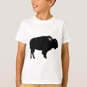 Black & White Bison Buffalo Silhouette Pop Art T-Shirt