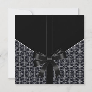 Black White Black Damask Wedding Invitation