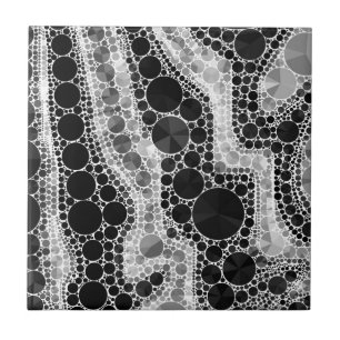 Black&White Bling Pattern Swirls Ceramic Tile