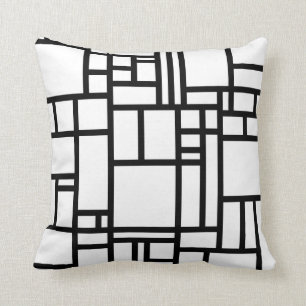 Black & white blocks abstract throw pillow