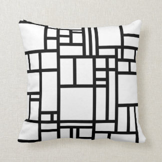 Black & white blocks abstract throw pillow