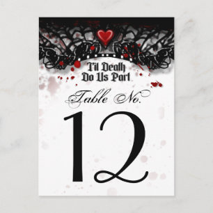Black White Blood Splatter Til Death Table Number Postcard