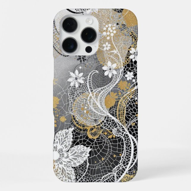 Black & White Bloom Protector iPhone Case (Back)