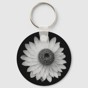 Black White Blossom Photography Key Ring
